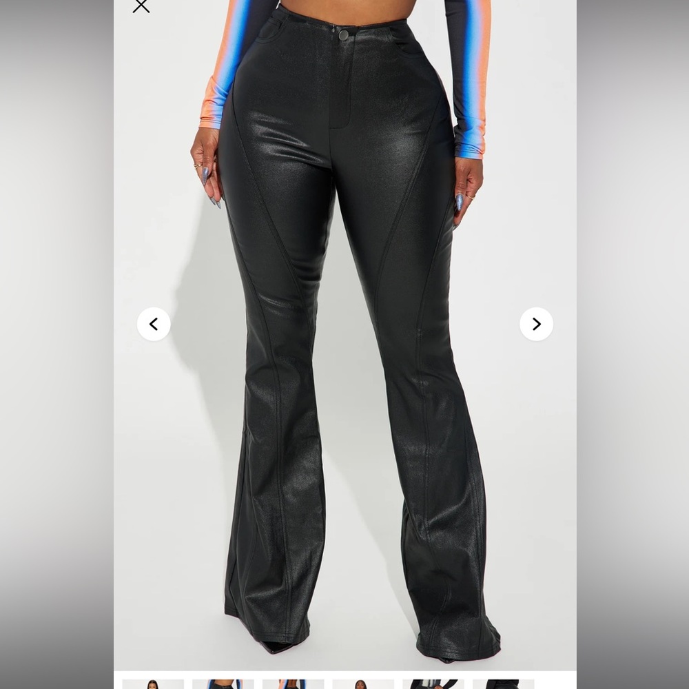 Fashion Nova Black Wide Leg Leather Pants